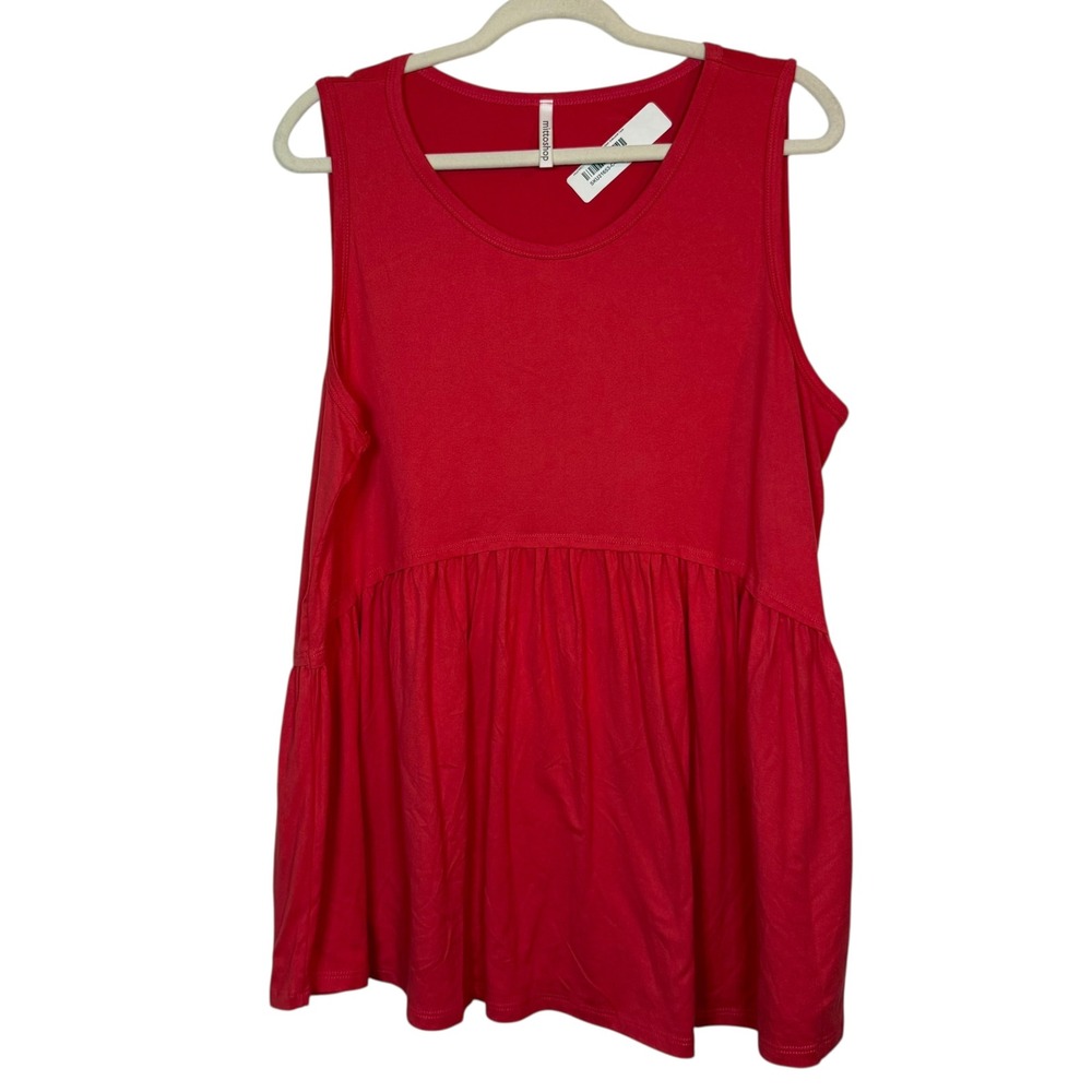 NWT Mittoshop Babydoll Tank Top Sleeveless Coral Women's Size XL